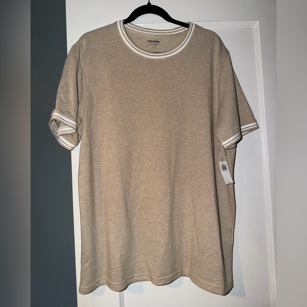 Old Navy  Tan Tee with White Accents